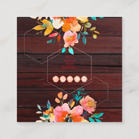 水彩花素朴房保スカル+矢印+木材 スクエア名刺 (裏面)