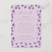 水彩花素朴紫の結婚詳細 エンクロージャーカード (正面)