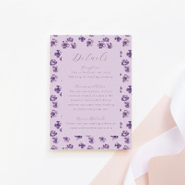 水彩花素朴紫の結婚詳細 エンクロージャーカード