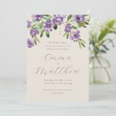 水彩花素朴紫結婚色 招待状 (スタンド正面)