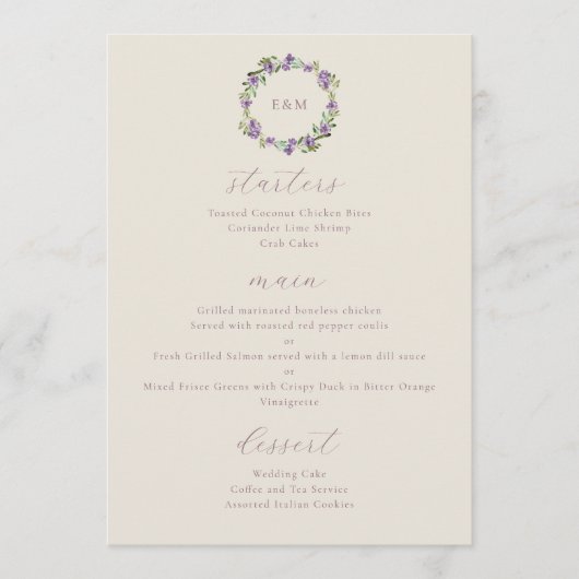 水彩花素朴紫 メニュー (正面)