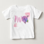 水彩花紫陽花 2歳 誕生日 ベビーTシャツ (正面)