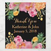 水彩花結婚のワインラベル ワインラベル (シングルラベル)