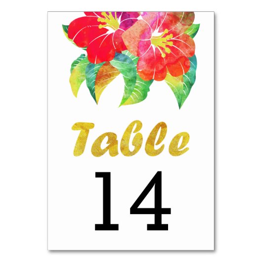 水彩花結婚の表番号カード テーブルナンバー (裏面)