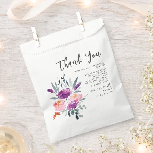 水彩花結婚の フェイバーバッグ (クリップ留めされた状態)