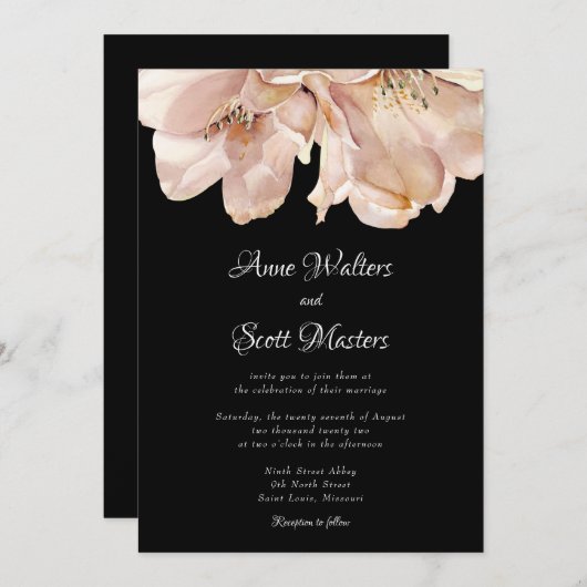 水彩花結婚の 招待状 (正面/裏面)