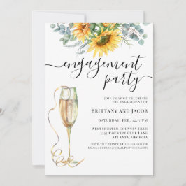 水彩花結婚婚約パーティ 招待状
