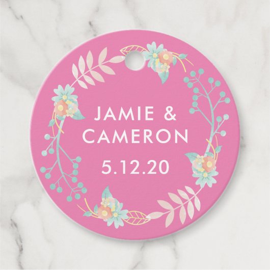 水彩花結婚式の引き出物ラベル フェイバータグ (正面)