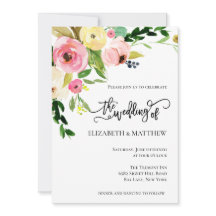 水彩花結婚式招待状