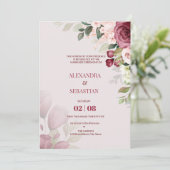 水彩花結婚式招待状 招待状 (スタンド正面)