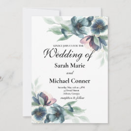 水彩花結婚式招待状 招待状