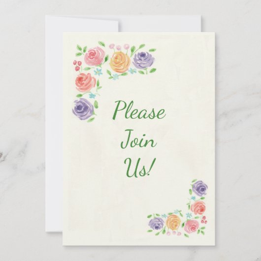 水彩花結婚式招待状 招待状 (正面)