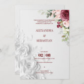 水彩花結婚式招待状 招待状 (正面/裏面)