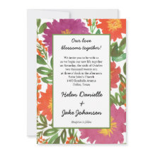 水彩花結婚式招待状