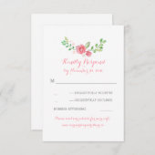 水彩花結婚式RSVPカード 出欠カード (正面/裏面)