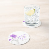 水彩花結婚紫色紙コースター ラウンドペーパーコースター (インサイチュ)