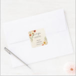 水彩花結婚花感謝してい君 スクエアシール<br><div class="desc">植物性素朴の水色の花ボタニカル結婚の'sありがとうシール。春、夏、秋、または冬の結婚式。簡単に自分の文字を追加して非常に個人的でユニークきる。</div>