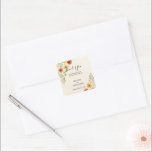 水彩花結婚花感謝してい君 スクエアシール<br><div class="desc">植物性素朴の水色の花ボタニカル結婚の'sありがとうシール。春、夏、秋、または冬の結婚式。簡単に自分の文字を追加して非常に個人的でユニークきる。</div>