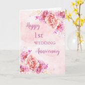 水彩花結婚1周年記念カード カード (黄色い花)