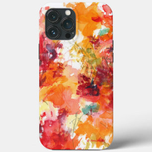 水彩花絵画の赤橙フローラ2 iPhone 13 PRO MAXケース