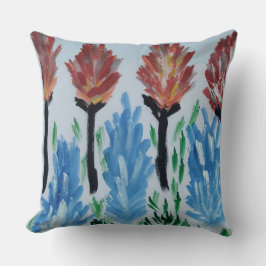 水彩花絵画カラフル クッション