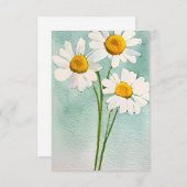 水彩花絵画白開花 サンキューカード (正面/裏面)