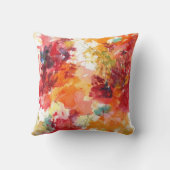 水彩花絵画赤オレンジフローラ クッション (裏面)
