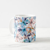 水彩花継ぎ目無し模様 コーヒーマグカップ (正面左)