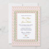 水彩花縁どピンクインディアン結婚ズ 招待状 (正面)