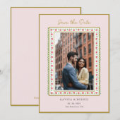 水彩花縁写真付き Save the Date セーブザデート (正面/裏面)