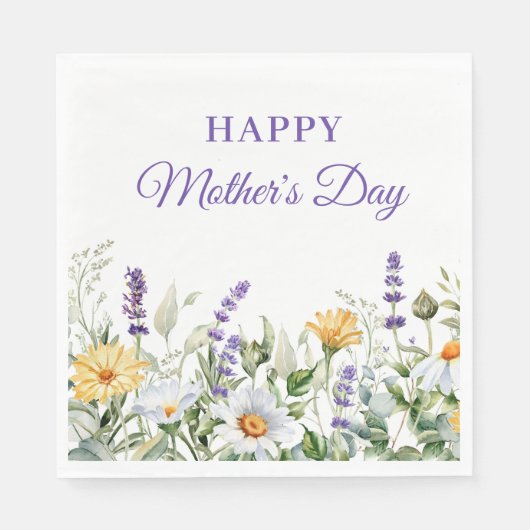 水彩花縁 ハッピー・母の日 スタンダードランチョンナプキン (正面)