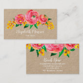 水彩花美容師サロンメイクアップクラフト 名刺 (正面/裏面)