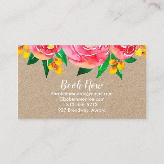 水彩花美容師サロンメイクアップクラフト 名刺 (裏面)