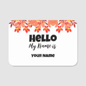 水彩花自然フレームこんにちは私の名前は 名札 (正面)