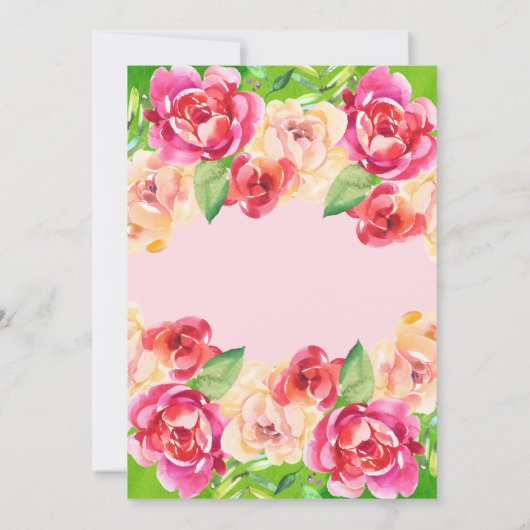 水彩花色彩の鮮やか付きカレンダー 招待状 (裏面)