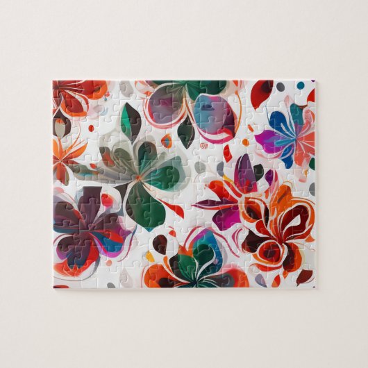 水彩花花フローラルパターンヴィンテージ ジグソーパズル (横)