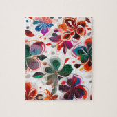 水彩花花フローラルパターンヴィンテージ ジグソーパズル (縦)