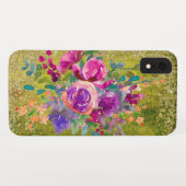 水彩花花束オン緑素朴色 Case-Mate iPhoneケース (裏面(横))