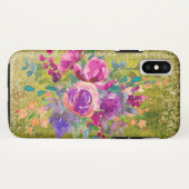 水彩花花束オン緑素朴色 Case-Mate iPhoneケース (裏面(横))