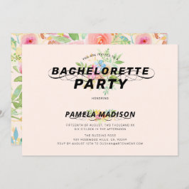 水彩花花束&モダンタイポグラフィ 招待状