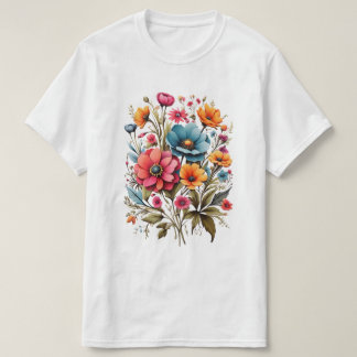 水彩花花束Tシャツ Tシャツ