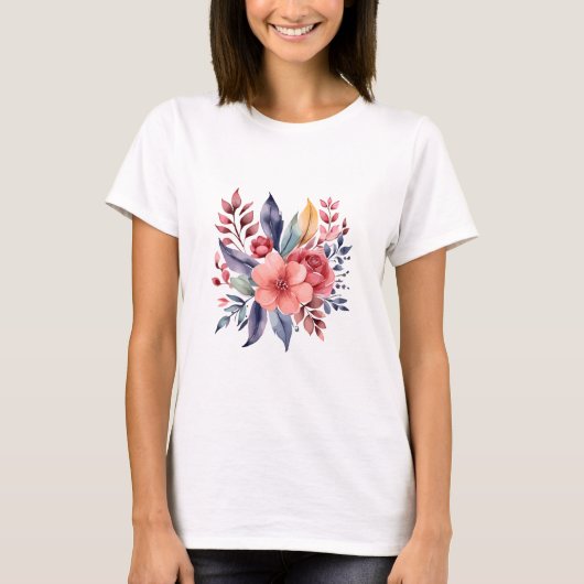 水彩花花束Tシャツ Tシャツ (正面)