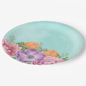 水彩花花桃紫オレンジ ペーパープレート (アングル)