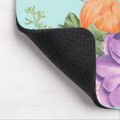 水彩花花桃紫オレンジ マウスパッド (コーナー)