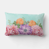 水彩花花桃紫オレンジ ランバークッション (裏面)