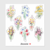 水彩花花花束庭園をテーマにした シール (シート)