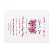 水彩花花花束結婚式の日付を保存 –  マグネット (横)