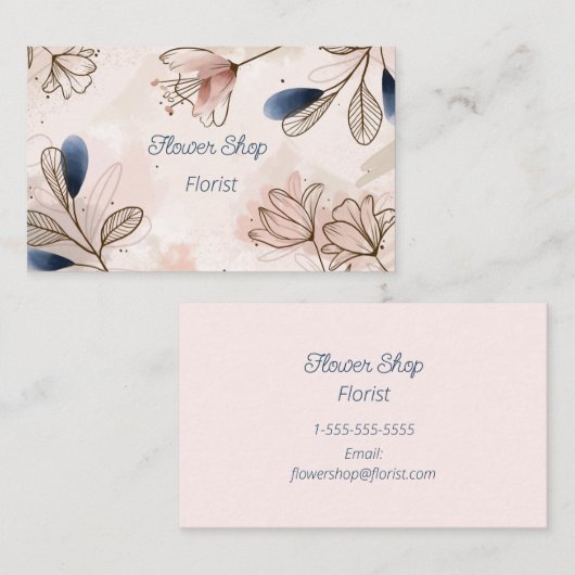 水彩花花花花屋ビジネスカード 名刺 (正面/裏面)