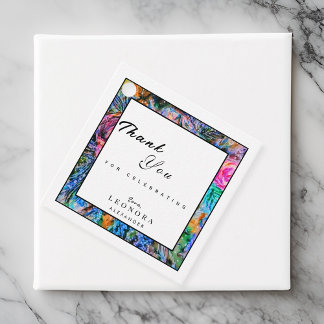 水彩花芸術的咲きありがとう誕生日 フェイバータグ