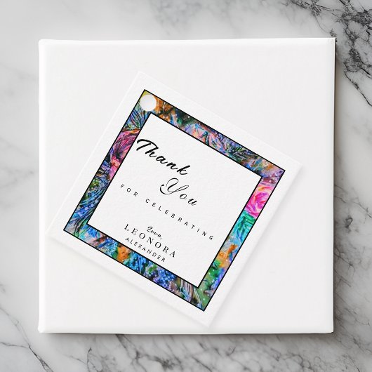 水彩花芸術的咲きありがとう誕生日 フェイバータグ